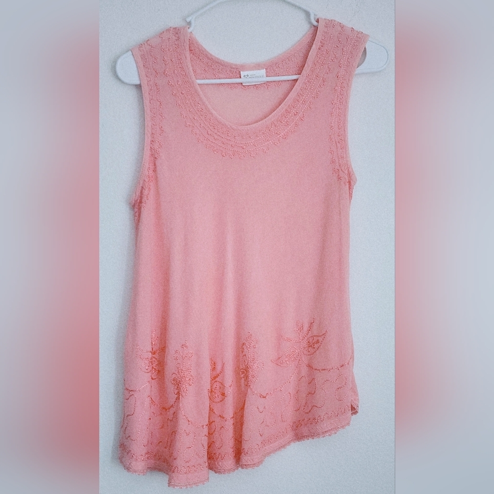 India Boutique Tank Scoop Neck Wide Strap Embroidery Design Bohemiam Free Size